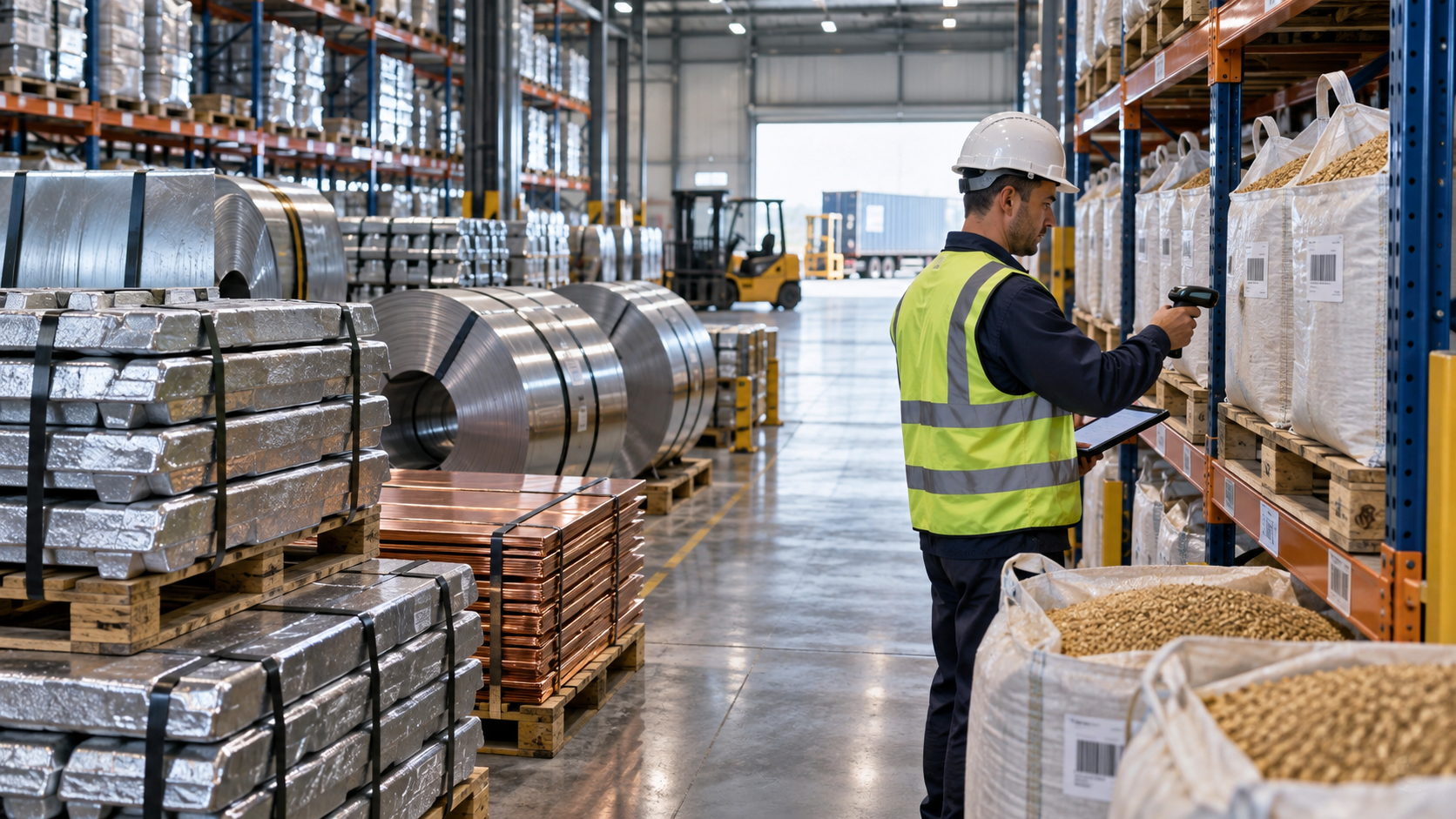 Commodity warehouse inspection with allocated metals and agricultural inventory